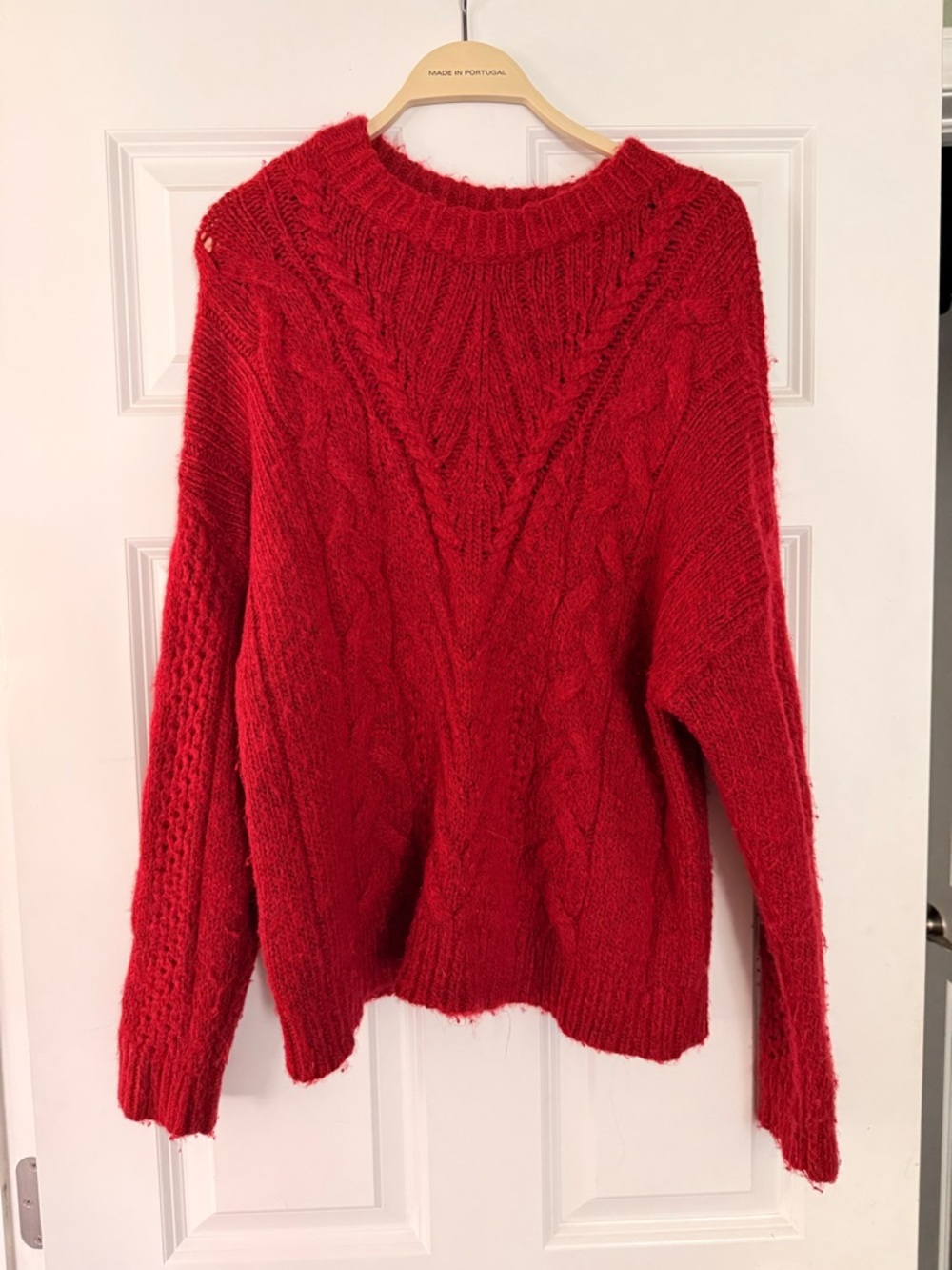 a new day Red Cable-Knit Crewneck Sweater